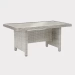 Palma glass top table in white wash on a white background