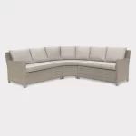 Palma grande casual dining corner sofa in oyster wicker with stone cushions on a plain white background