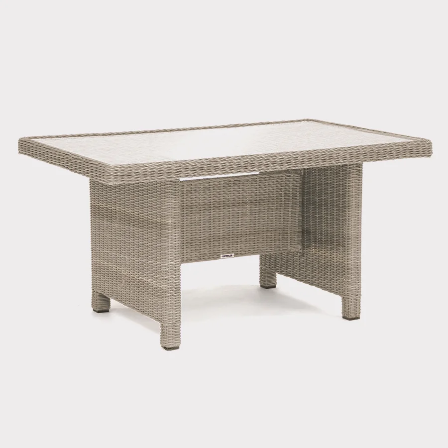 Palma mini glass top table in oyster wicker on a plain white background