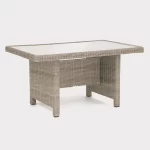 Palma glass top table in oyster on a white background