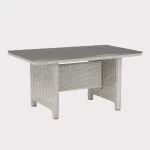 Palma mini dark oak slat top polywood table in white wash on a plain white background