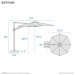 Dimension drawing 3m free arm parasol