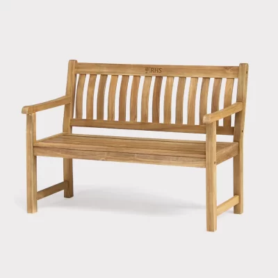 RHS Chelsea 4ft wooden bench on a plain white background
