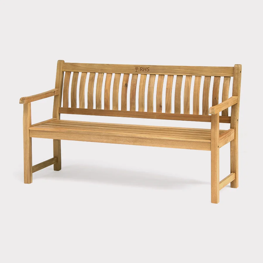 RHS Chelsea 5ft wooden bench on a plain white background
