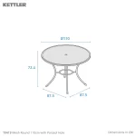 Dimension drawing round mesh table 110cm