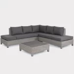 Palma Low lounge set in white wash with taupe cushions