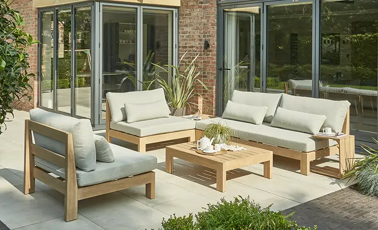 Beach Lounge Set on a modern garden terrace in the sunshine