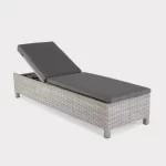 Palma sun lounger in white wash wicker with taupe coloured cushions