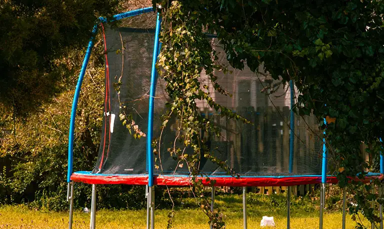 Childrens trampoline in the garden
