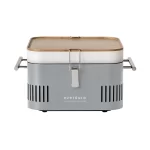 Cube BBQ in stone colour straight on