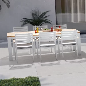 elba Dining Set with 6 x Chairs – White