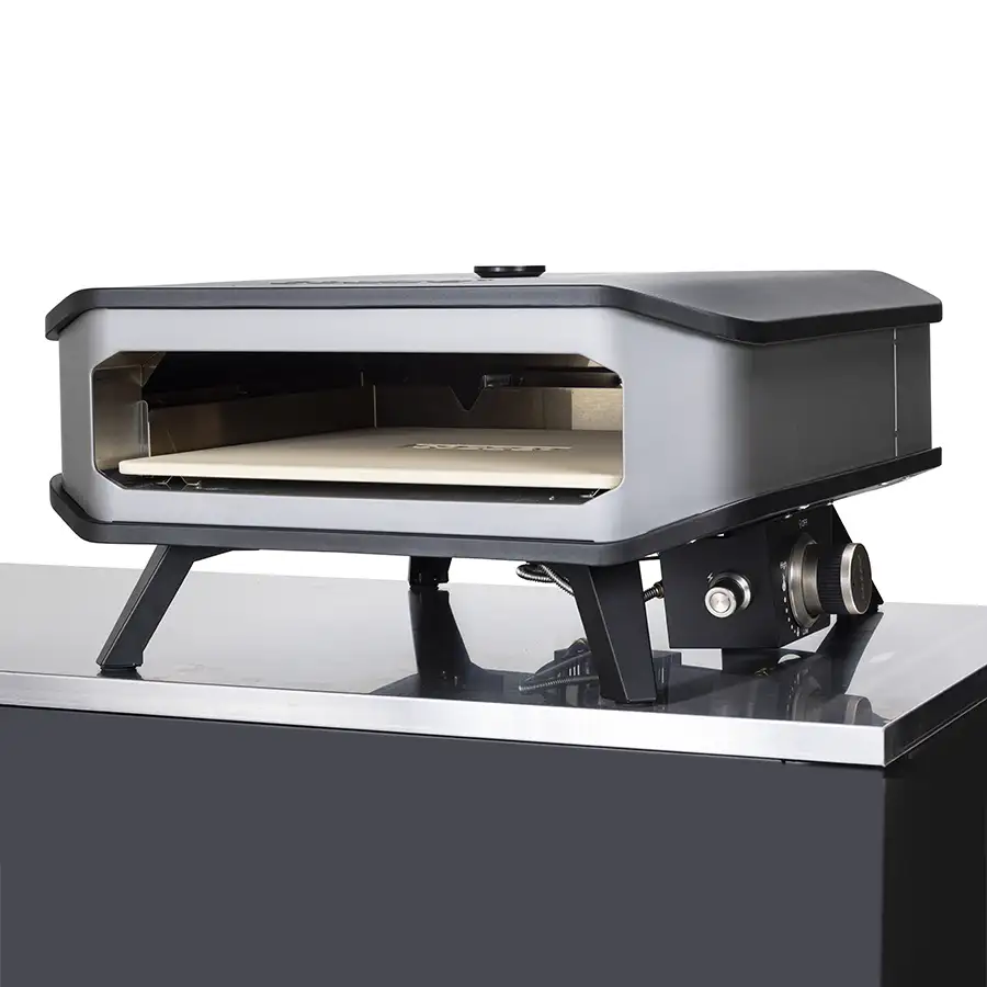 Cozze 17 inch gas pizza oven side view with door closed