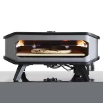 Cozze 17 inch gas pizza oven with pizza cooking inside