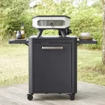 Cozze outdoor Kitchen 1 Door Unit in a garden setting with pizza oven on top