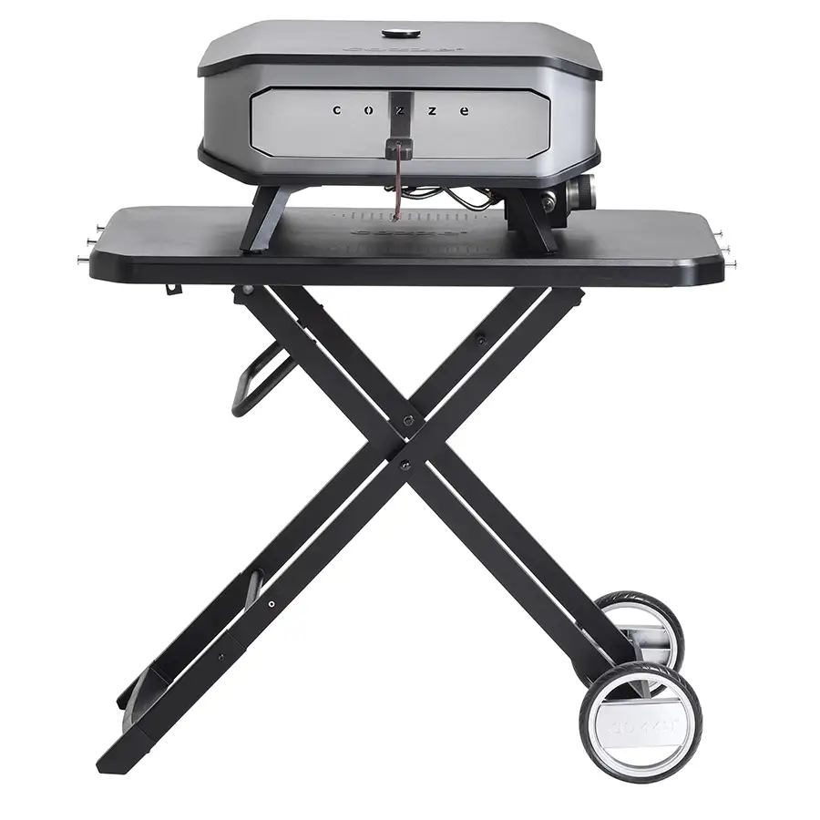 Cozze folding pizza oven table folded easy for transport and storage