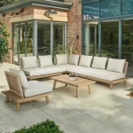 Denver Corner lounge set with one armchair on a modern garden terrace in the sunshine