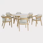 Kubu dining set with 6 x chairs on a white background