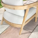 Detail of wood and cushions on the back of a Kubu Lounge Chair