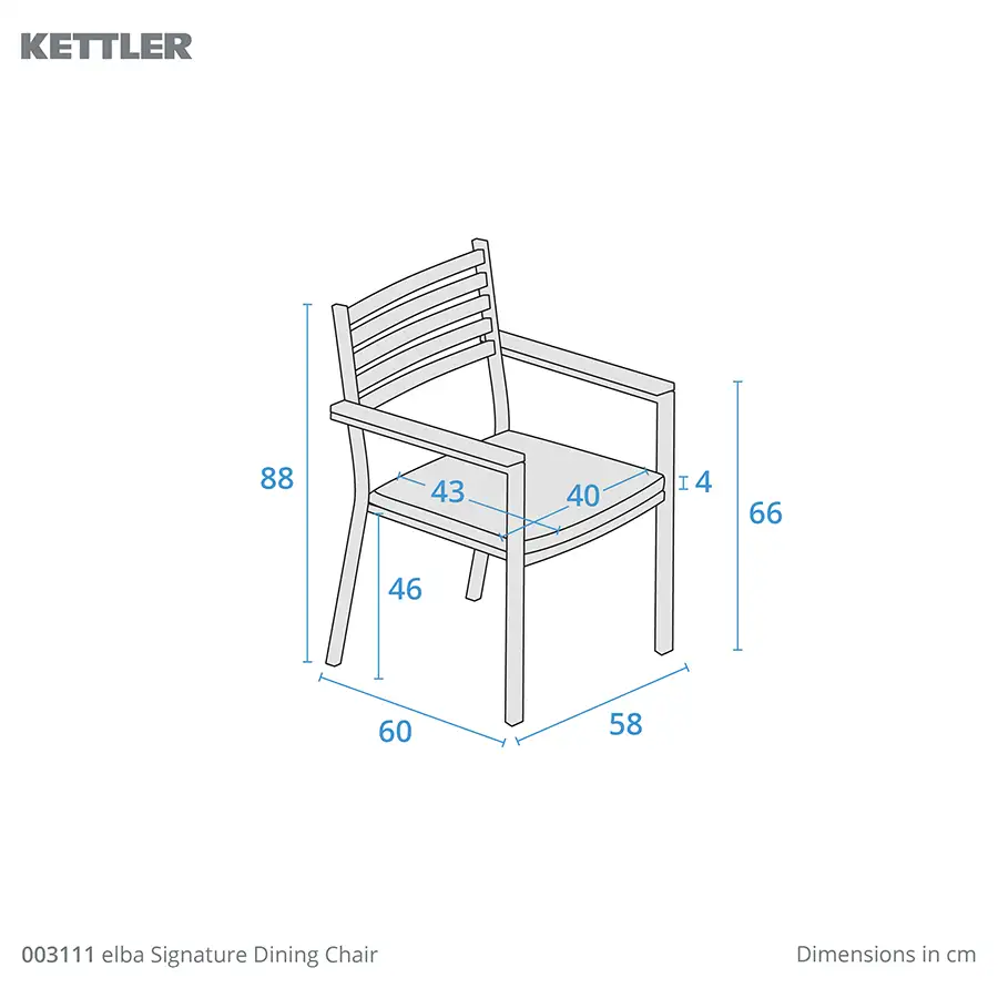 elba Signature dining chair dimension drawing
