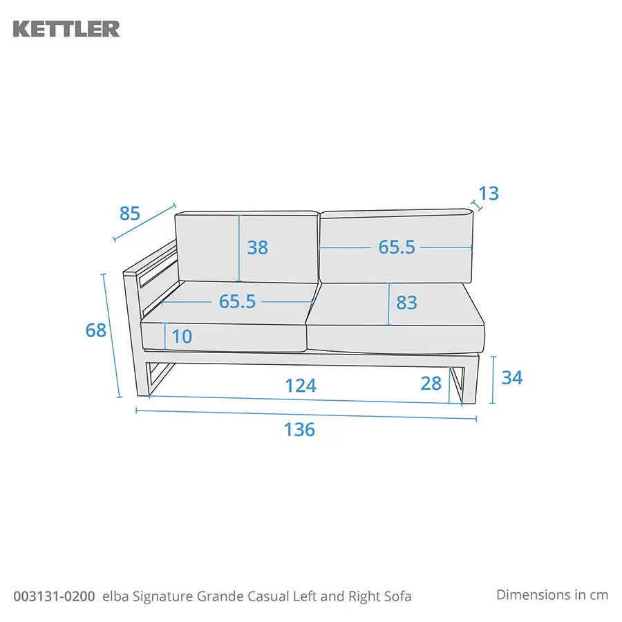 elba Signature Grande left and right sofas dimension drawings