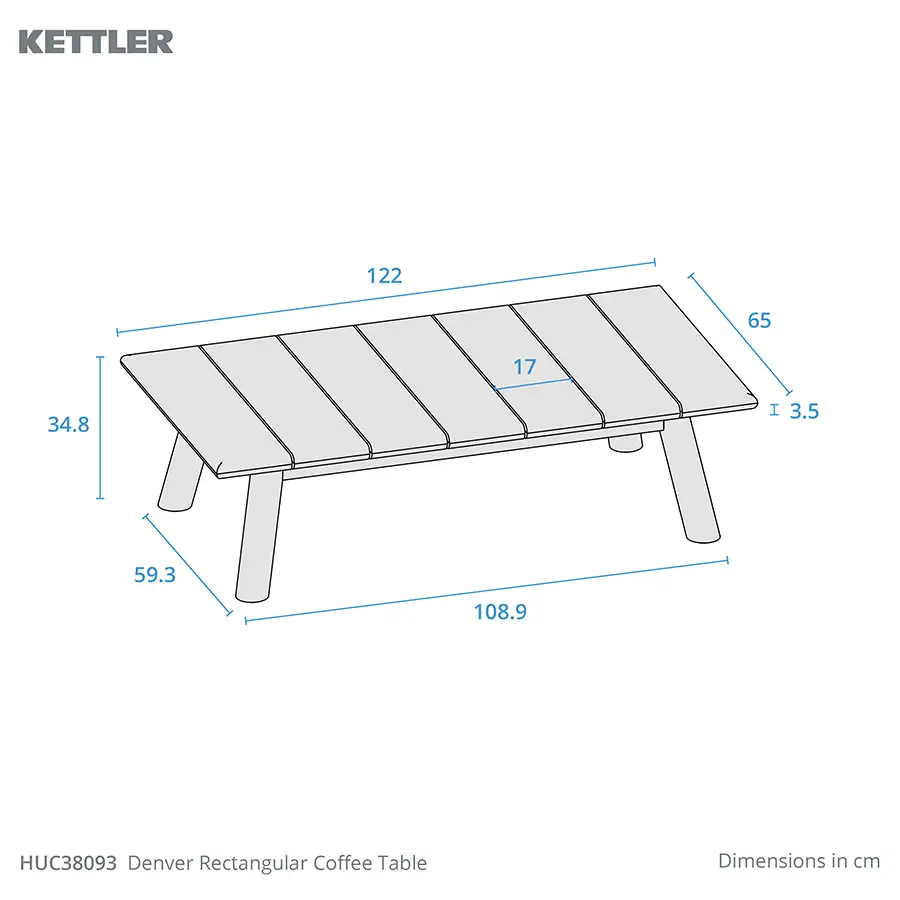 Denver Rectangular Coffee Table dimension drawing