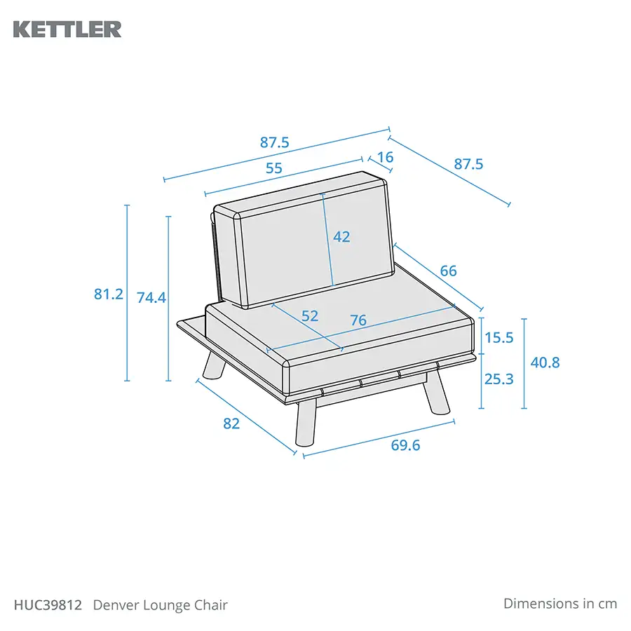 Denver Lounge Chair dimension drawings