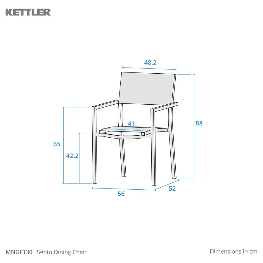 Kettler Sento dining chair dimension drawings