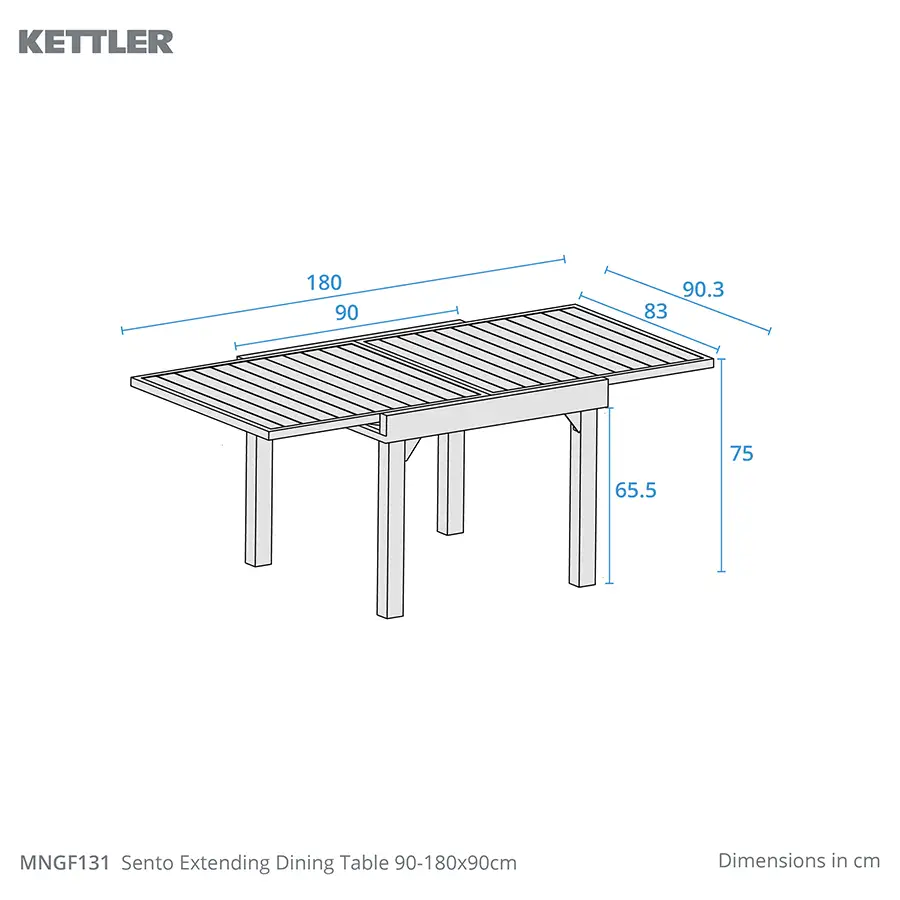 Sento extending table dimension drawings