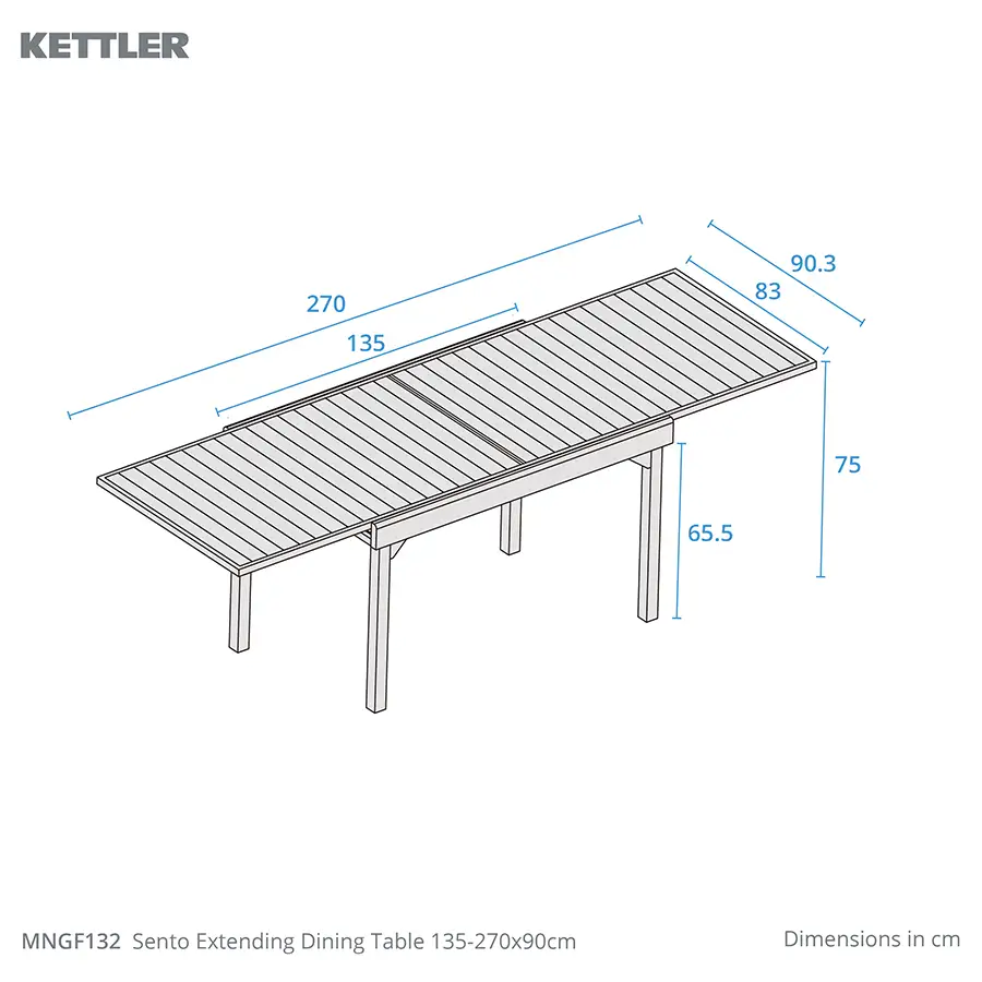 Sento large extending table dimension drawings