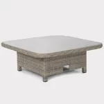 Palma Signature Grande High/Low Table in oyster with glass top in the down position