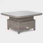 Palma Signature Grande High/Low Table in oyster with glass top in the up position
