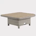 Palma Signature Grande High/Low Table in white wash with Alu Slat top in the down position