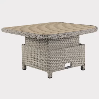 Palma Signature Grande High/Low Table in white wash with Alu Slat top in the up position