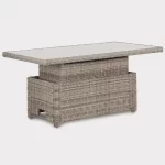 Palma Signature High/Low Table in oyster with glass top in the up position