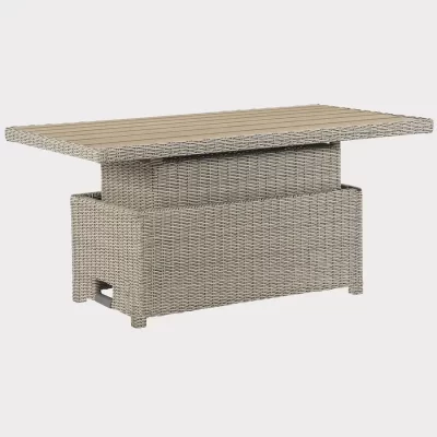 Palma Signature High/Low Table in white wash with Alu Slat top in the up position