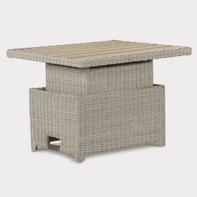 Palma Signature Mini High/Low Table in white wash with Alu Slat top in the up position