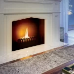 Lifestyle image of a Tenderflame classic 180 fire place in a hearth