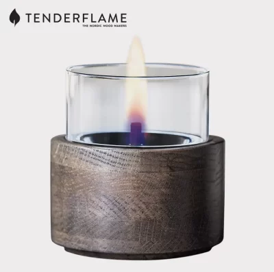 Tenderflame Lotus 12 candle with mocha coloured wooden base