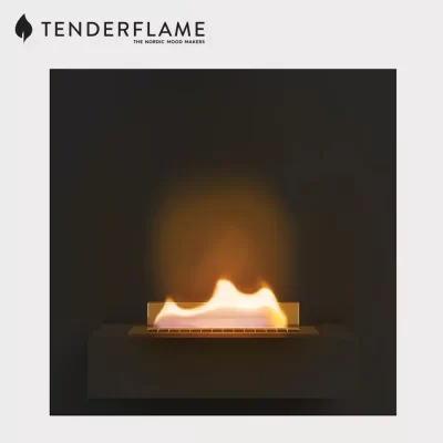 Tenderflame Square 90 wall mounted fire place on a white background